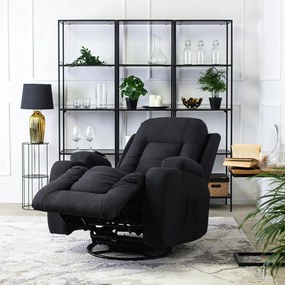 Elektromosan Vezérelhető Masszázsfunkciós Relaxfotel Fekete Szövet Kárpittal. BOX 2