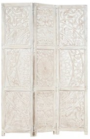 3-paneles fehér mangófa kézzel faragott térelválasztó 120x165cm