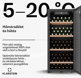 Klarstein CellarMax borhűtő, 114 palack, Kompresszor, Energiahatékonyság E