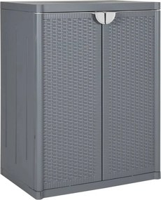 vidaXL szürke PP rattan kerti tárolószekrény 65 x 45 x 88 cm