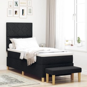 Box Spring Ágy Matraccal &amp; Pad Fekete 80x200 cm Szövet