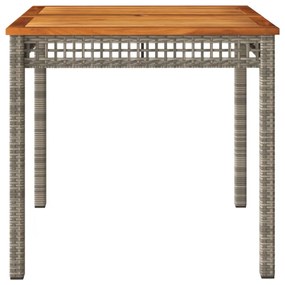 szürke polyrattan és akácfa kerti asztal 80 x 80 x 74 cm