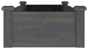 szürke tömör fenyőfa kerti magaságyás béléssel 120x45x25 cm