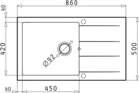 Pyramis 70107111 - Konyhai mosogató ATHLOS 86x50 cm gránit/fekete