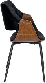 Elegáns Bársony Étkezőszék Fekete/Dió Színben. DAKOTA