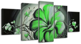 Gario Kézzel festett kép Zöld élo szépség - 5 részes Méret: 150 x 70 cm