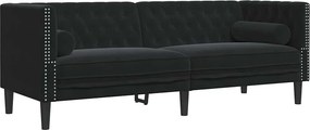 vidaXL Kanapé Fekete 194 x 74,5 x 70,5 cm Bársony