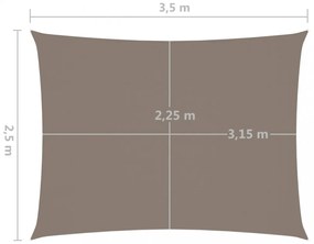 tópszínű téglalap alakú oxford-szövet napvitorla 2,5 x 3,5 m