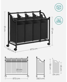 LINA fekete szennyeskosár