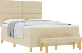 vidaXL Boxrugós ágy matracmal fejtámlával Krém 140 x 200 cm szövet
