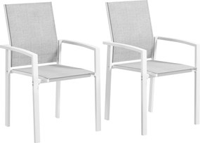 Outsunny 2 db kültéri kertiszék készlet teraszra, stackelhető étkezőszék légáteresztő szövettel, acél kerettel, kartámlával és háttámlával, 56x58x89 c