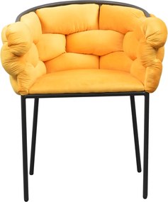 Étkezőszék, sárga Velvet szövet/fekete, DOROTA