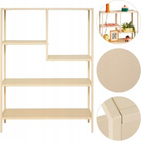 Könyvespolc 5 szintes Bézs fém könyvespolc dekoráció nappali folyosó