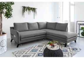 Charming Charlie L sötétszürke kinyitható sarokkanapé, jobb oldali - Miuform
