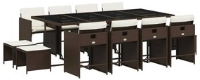 13 részes barna polyrattan kerti ülőgarnitúra párnákkal
