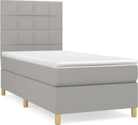 vidaXL világosszürke szövet rugós ágy matraccal 90x190 cm