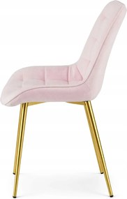 Rózsaszín étkezőszék BERA bársony arany lábakkal