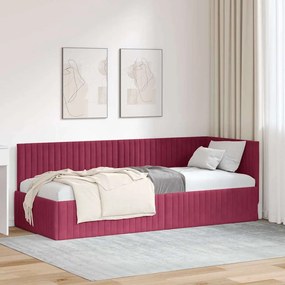 Sarokágy keret fejtámlával bordó 80 x 200 cm Bársony
