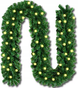 Karácsonyfa Girland Mesterséges Zöld Led Sűrű Lánc 300CM