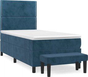 vidaXL sötétkék bársony rugós ágy matraccal 80 x 200 cm