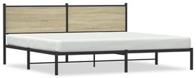 sonoma tölgy színű fém ágykeret matrac nélkül 200 x 200 cm