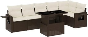 vidaXL 7 részes barna polyrattan kerti ülőgarnitúra párnákkal