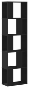 5 szintes fekete szerelt fa könyvespolc 45 x 23,5 x 162,5 cm