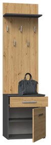 Riano Mix Na Buty Duo előszoba szekrény fogassal, 50x57x35 cm, antracit-tölgy