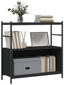 fekete szerelt fa és vas könyvespolc 80 x 30 x 78,5 cm