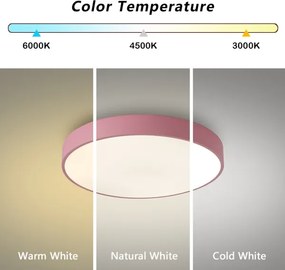 Brilagi - POOL dimmelhető LED mennyezeti lámpa, 36W, 230V, 3000-6000K, 30 cm, rózsaszín + távirányító