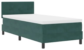 Boxspring Ágy Matrac Sötét Zöld Egyszemélyes Bársonyos