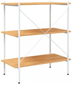 fehér és tölgy 3 szintes polcrendszer 80x40x92 cm