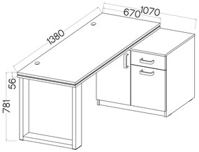 PC asztal Mantela 140 (világosszürke + fekete). 1041346