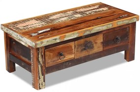 tömör újrahasznosított fa fiókos dohányzóasztal 90 x 45 x 35 cm