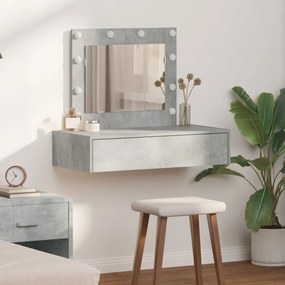 vidaXL Öltözködőasztal tükör lámpákkal Szürke 83 x 40 x 70 cm Faanyag