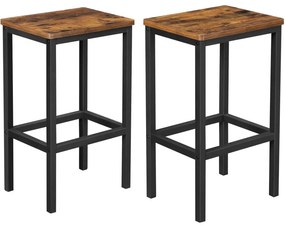 Bárszék, magas konyhai szék 2 db-os készlet, 40 x 30 x 65 cm rusztikus barna - | VASAGLE