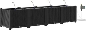 vidaXL Kerti cserép 4 pcs Fekete Acél