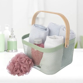 Fémhuzalos fém tárolókosár 24,5x24,5x30 cm Greenish – Orion