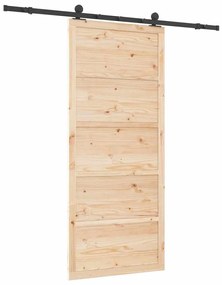 Csúszó ajtó Barna 80 x 208 cm Tömör fenyőfa