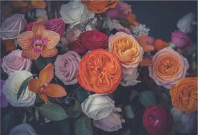 Divatos Flizelin Tapéta Ragasztóval Fali 3D Színes csokor 152x104 Ragasztó