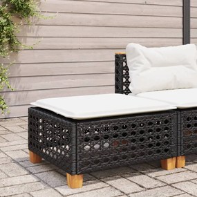 Fekete polyrattan kerti szék párnával 63,5 x 56 x 32 cm