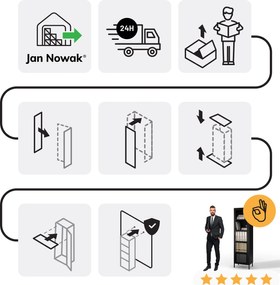 Fekete üveg vitrin nappaliba, fém lábakon LUIGI Modern 500 x 1800 x 350 mm
