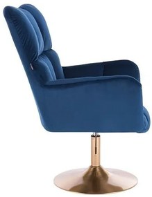 HR650N Tengerkék modern velúr szék arany lábbal