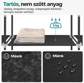 SONGMICS szövet gardróbszekrény 2 akasztórúddal és 12 tárolórésszel, 150 x 45 x 175 cm, fekete
