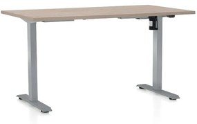 OfficeTech A állítható magasságú asztal, 140 x 80 cm, szürke alap, tölgy