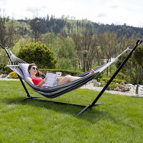 Függőágy állvány nélkül, szürke/fehér, EVANA NEW