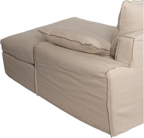 Krémszínű len sarokkanapé (jobb oldali-heverő résszel) – Ixia