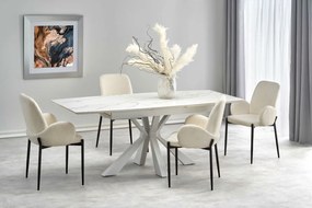 VIVALDI bővíthető asztal fehér márvány, láb fehér