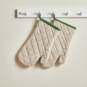 Szürke konyhai kesztyű zöld szegéllyel Szett