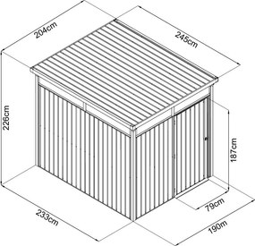 Avenberg MAGNUS Kerti ház fényáteresztő ablakokkal, 2.5 x 2.0 m - Premium